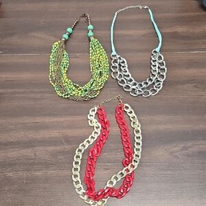 Unbranded Lot of 3 Chain Style Costume Jewelry Necklaces